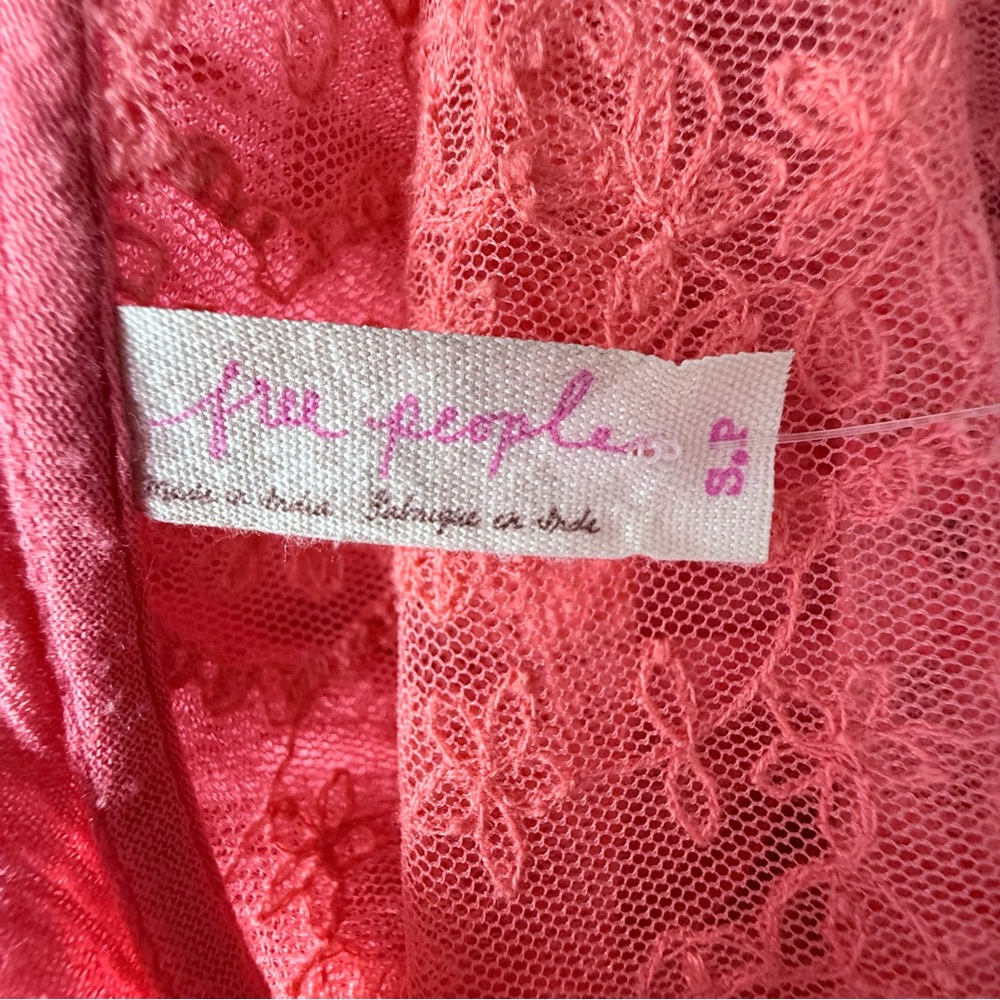 Free People Coral Lace Tiered Mini Dress | NWT | Size S - Picture 9 of 13